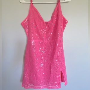 pink sequin mini dress